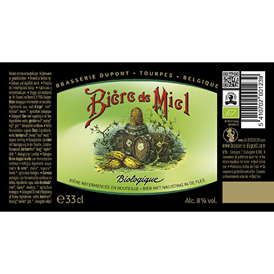 5410702001239 Bière de Miel Bio<sup>1</sup> - 33cl Bottle conditioned organic beer (control BE-BIO-01) Sticker Front