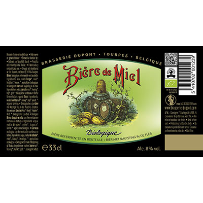 5410702001239 Bière de Miel Bio<sup>1</sup> - 33cl Biologish bier met nagisting in de fles (controle BE-BIO-01) Sticker Front